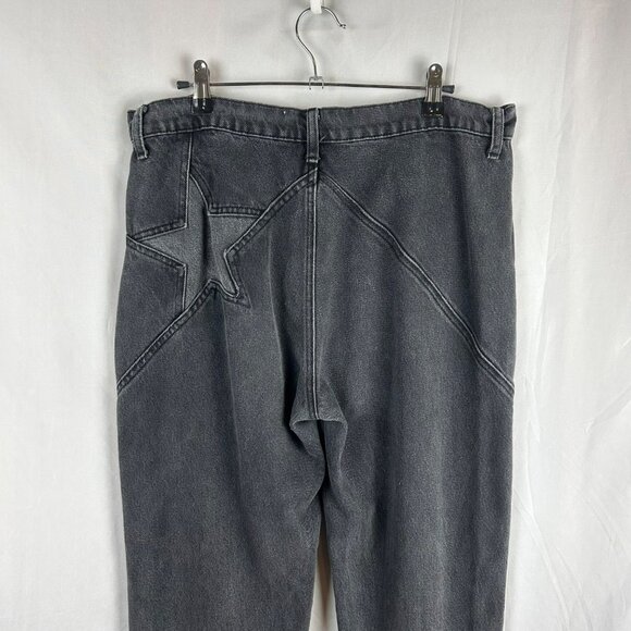 Reformation Star Jeans Women 31 Black Gray Seine Straight Leg Ankle Boho Grunge - Picture 7 of 12